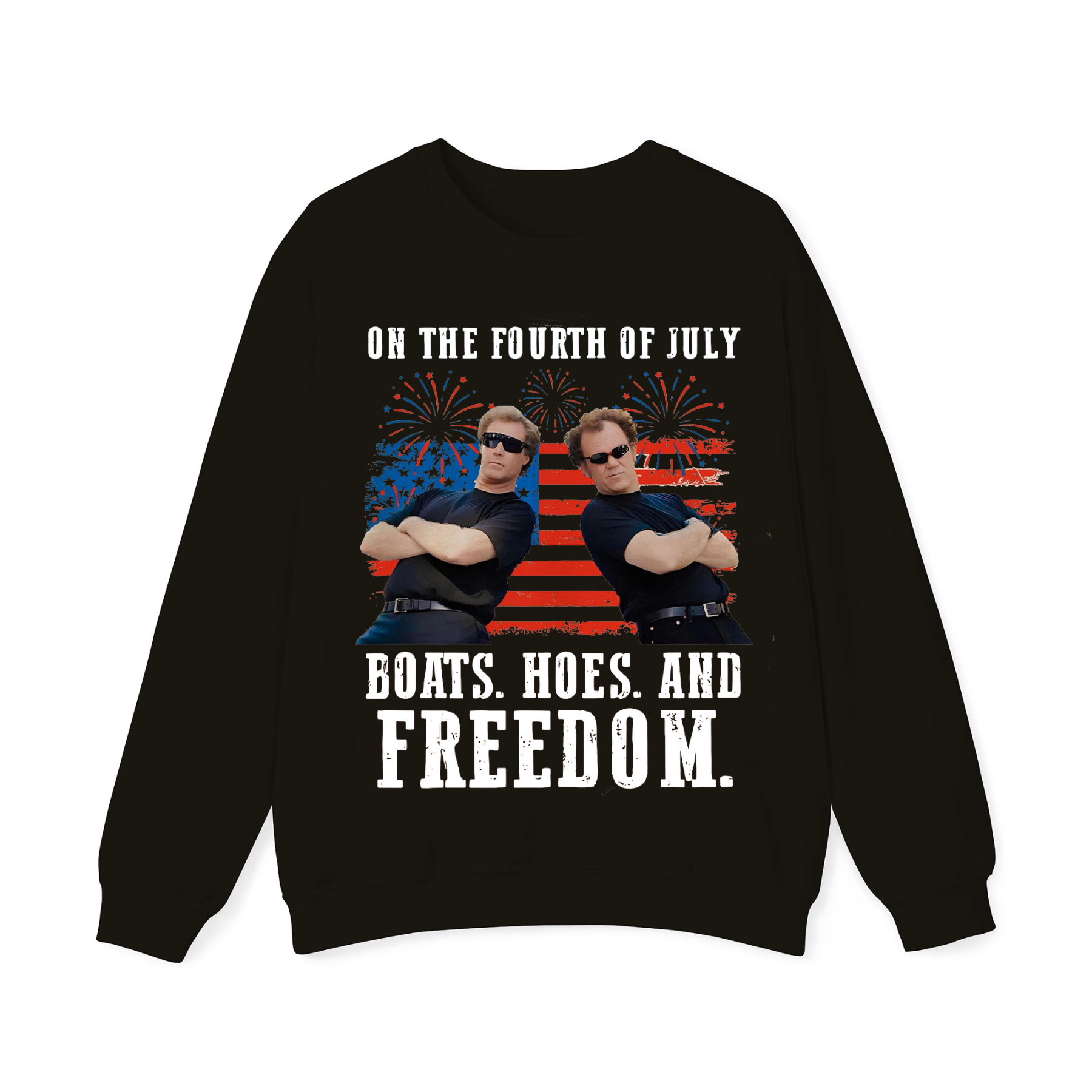 On The Fourth Of July Boats Hoes And Freedom Crewneck Sweatshirt