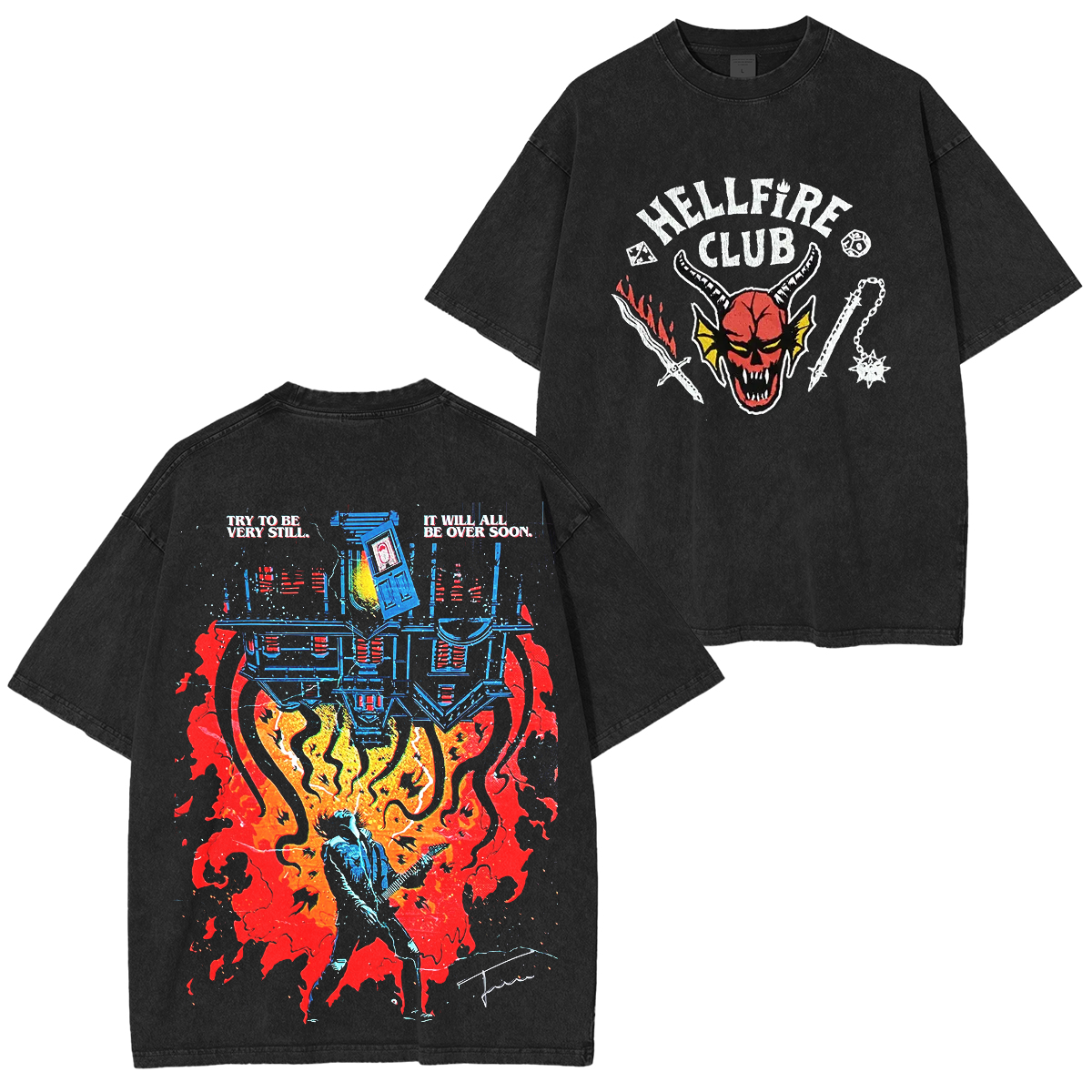 Stranger Things Hellfire Club Unisex Washed T-shirt/Crewneck/Hoodie
