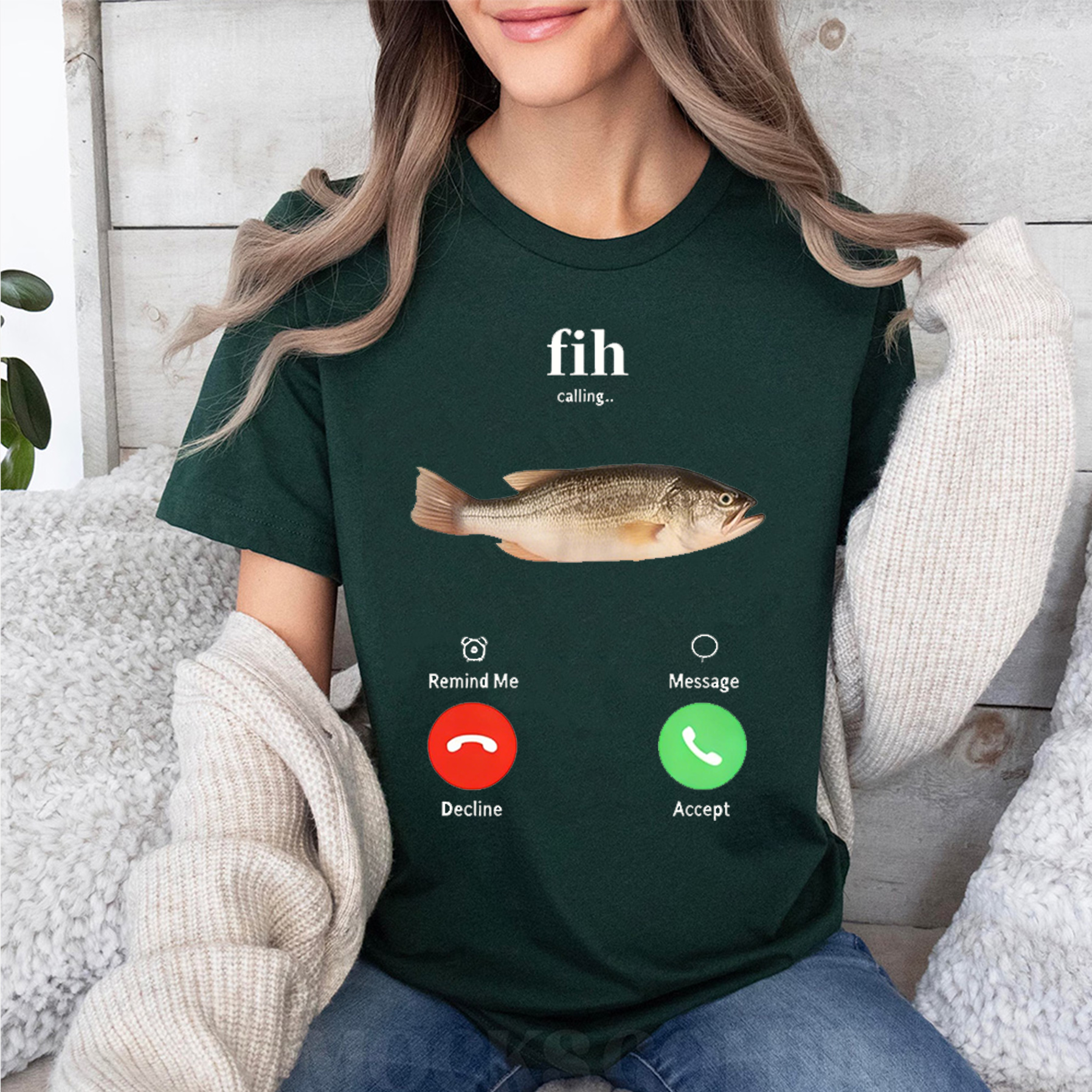 Fih Calling Remind me Message Decline Accept Phone Call Fish Tank Top Unisex Shirt/Crewneck/Hoodie