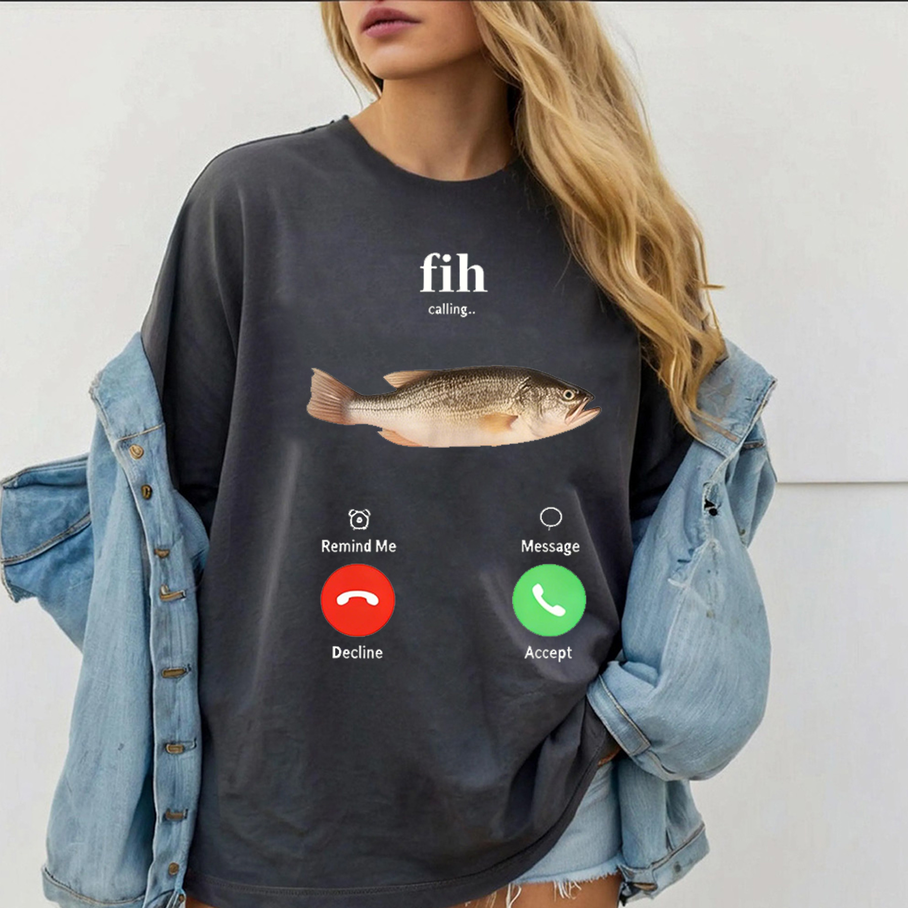 Fih Calling Remind me Message Decline Accept Phone Call Fish Tank Top Unisex Shirt/Crewneck/Hoodie