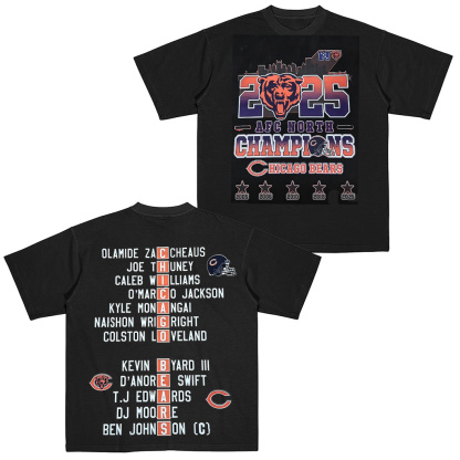 Celebrating the Chicago Bears winning the 2025 AFC North Championship. Unisex Shirt/Crewneck/Hoodie