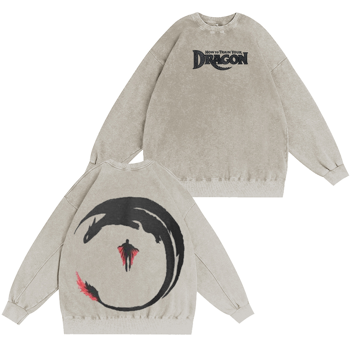 NIGHT Fury & STORMFLY - DISTRESSED IMAGE How 2 Train your Dragon Washed T-shirt/Crewneck/Hoodie