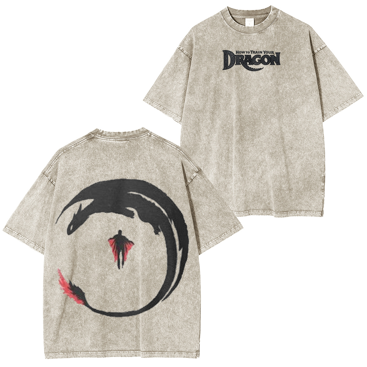 NIGHT Fury & STORMFLY - DISTRESSED IMAGE How 2 Train your Dragon Washed T-shirt/Crewneck/Hoodie