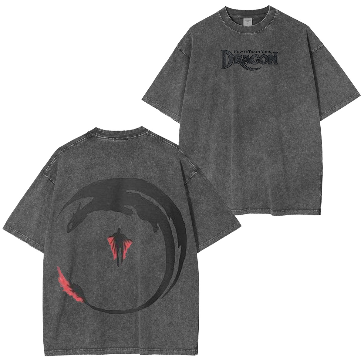 NIGHT Fury & STORMFLY - DISTRESSED IMAGE How 2 Train your Dragon Washed T-shirt/Crewneck/Hoodie