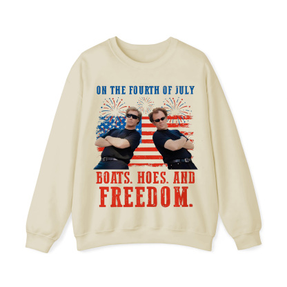 On The Fourth Of July Boats Hoes And Freedom Crewneck Sweatshirt