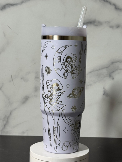 Laser Engraved Sailor Saturn Inspired Stanley Tumbler