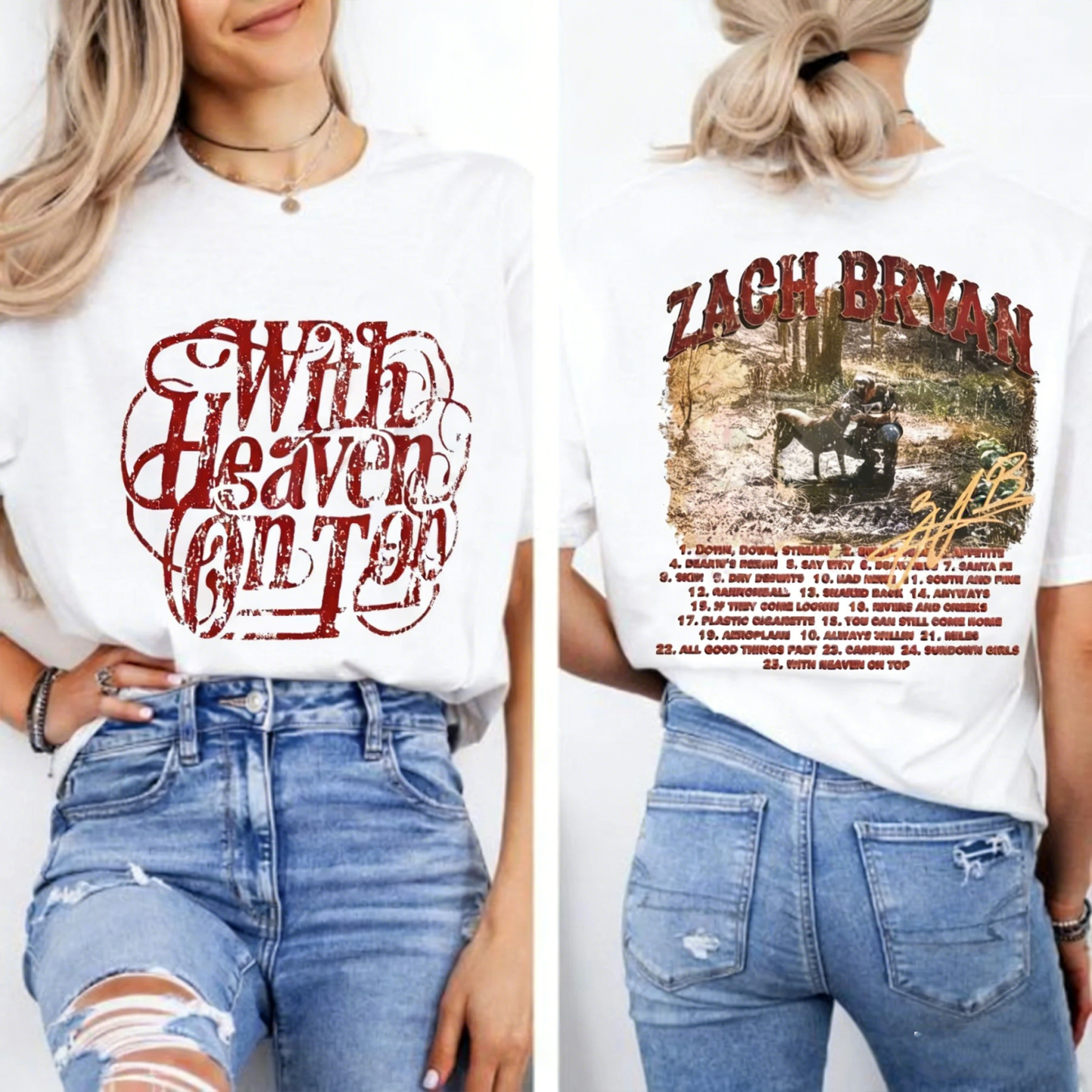 "With Heaven On Top" Zach Bryan Inspired Unisex Shirts/Crewneck/Hoodie