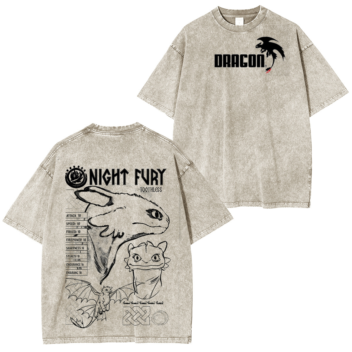 How to Train Your Dragon - Night Fury Sketch  Washed T-shirt/Crewneck/Hoodie