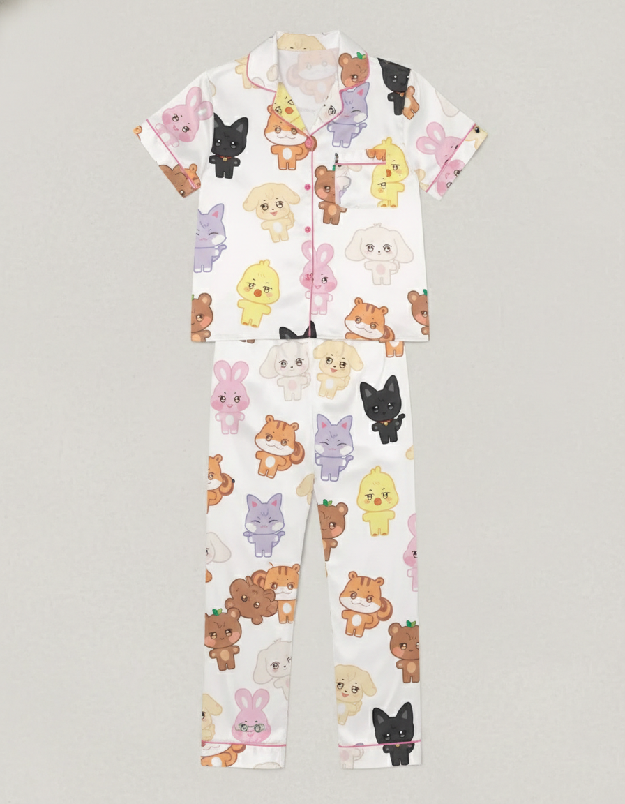 Ateez Tour Silky Satin Pajama Set For Women