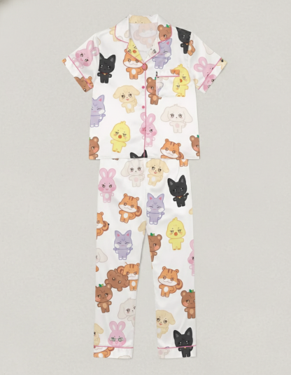 Ateez Tour Silky Satin Pajama Set For Women