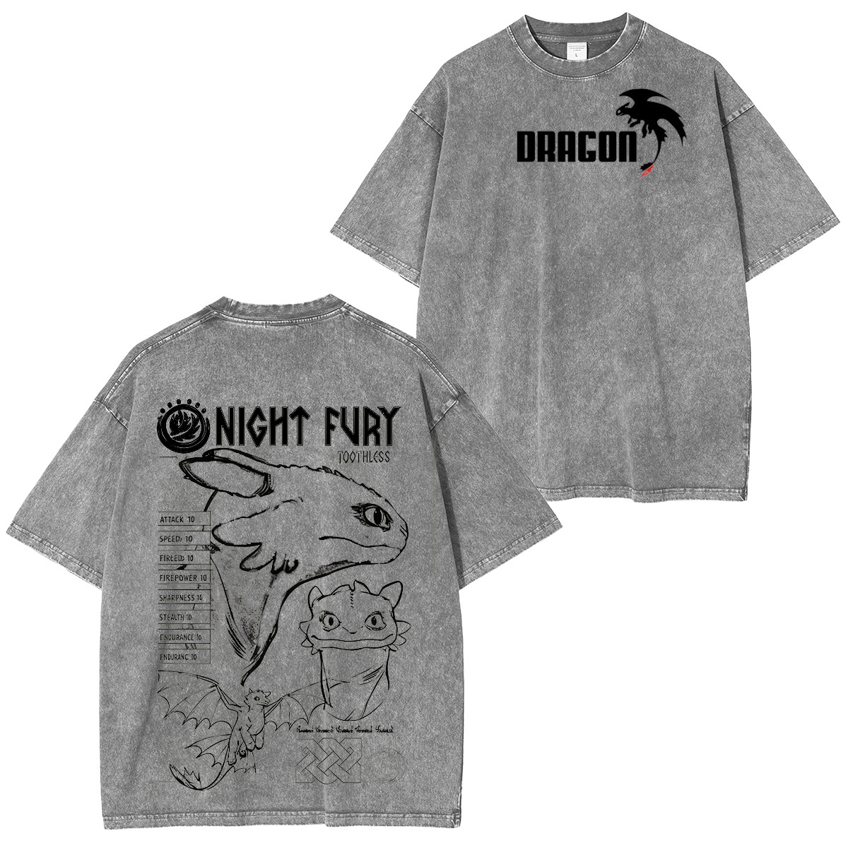 How to Train Your Dragon - Night Fury Sketch  Washed T-shirt/Crewneck/Hoodie