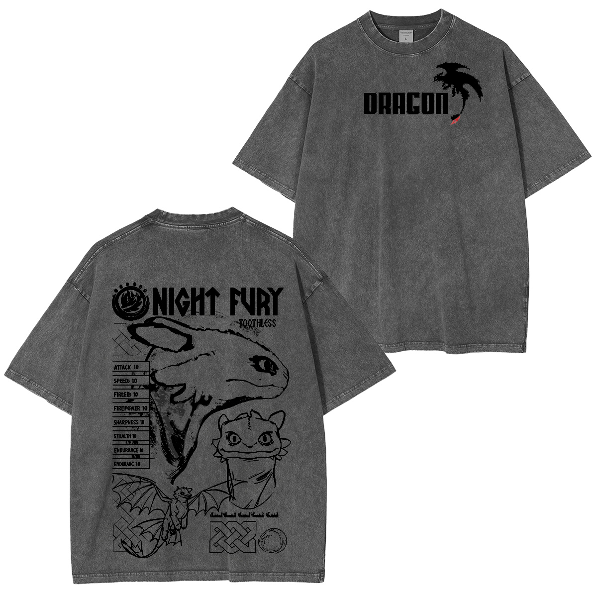 How to Train Your Dragon - Night Fury Sketch  Washed T-shirt/Crewneck/Hoodie
