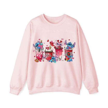 Stitch And Angel Coffee Valentine Crewneck Sweatshirt