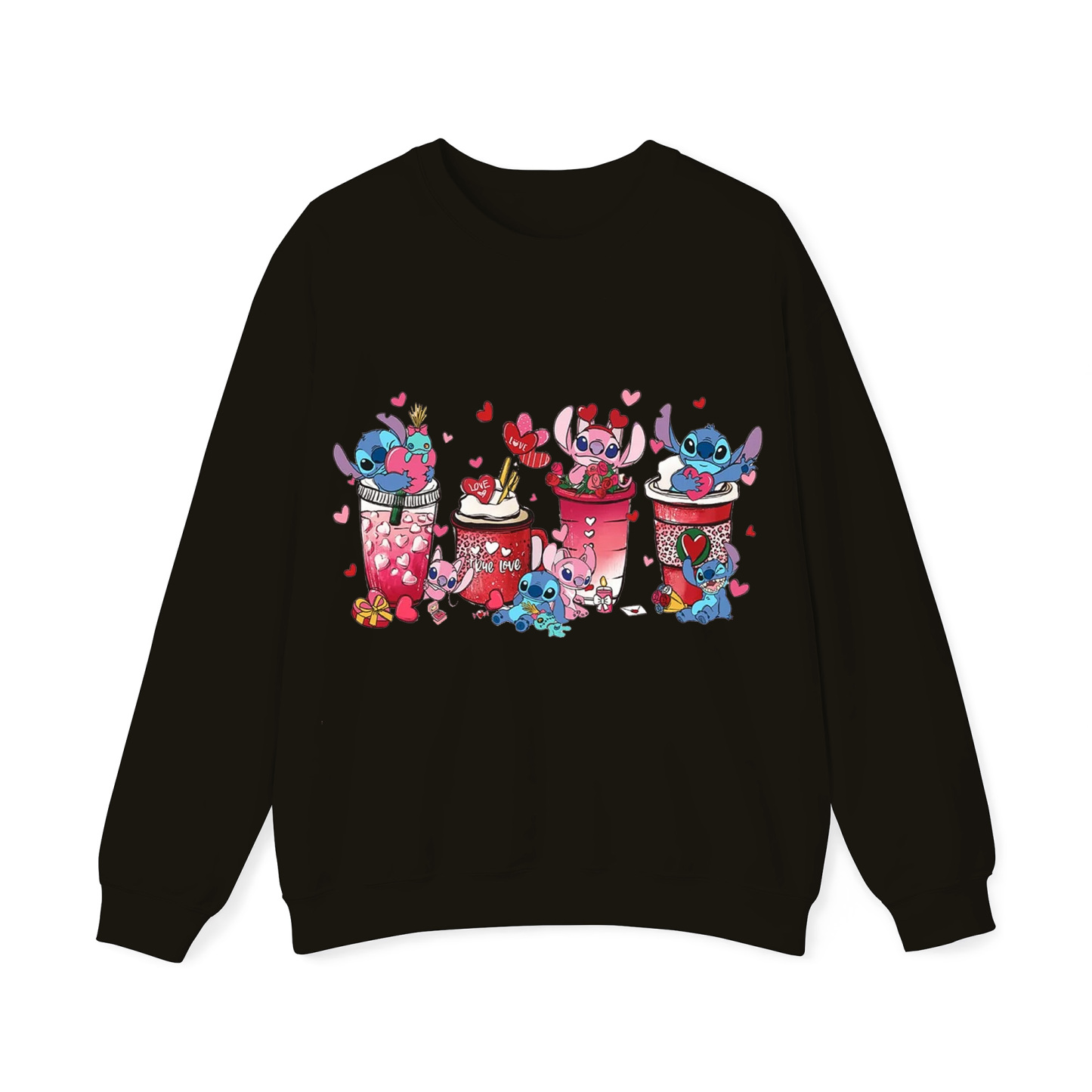 Stitch And Angel Coffee Valentine Crewneck Sweatshirt