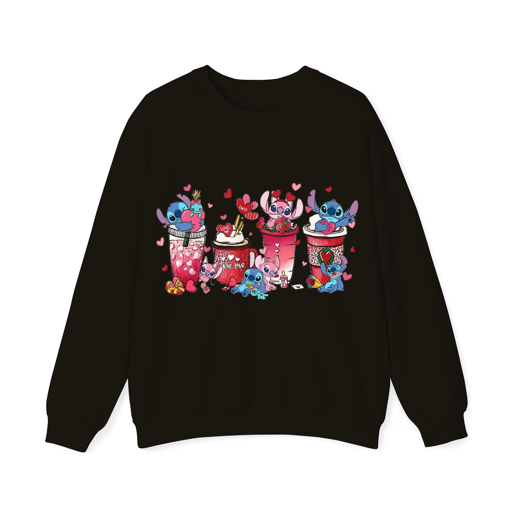 Stitch And Angel Coffee Valentine Crewneck Sweatshirt