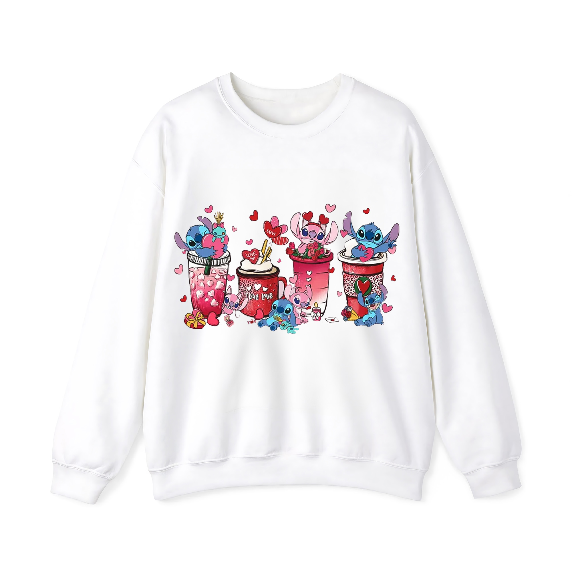 Stitch And Angel Coffee Valentine Crewneck Sweatshirt