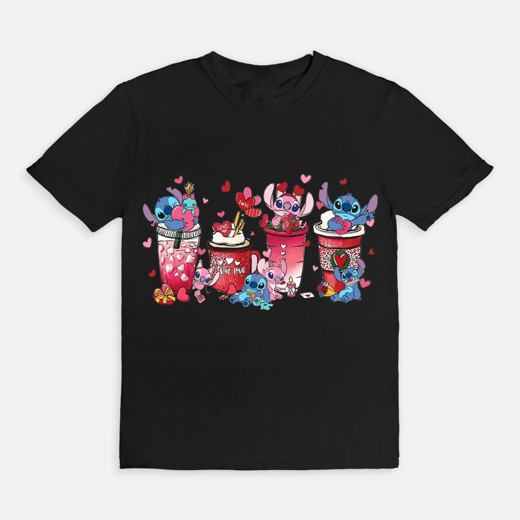 Stitch And Angel Coffee Valentine T-Shirt
