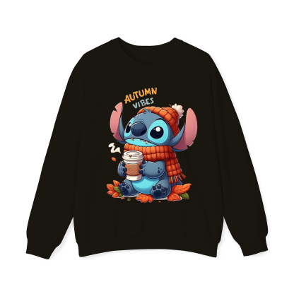 Stitch Fall Leaves Crewneck Sweatshirt