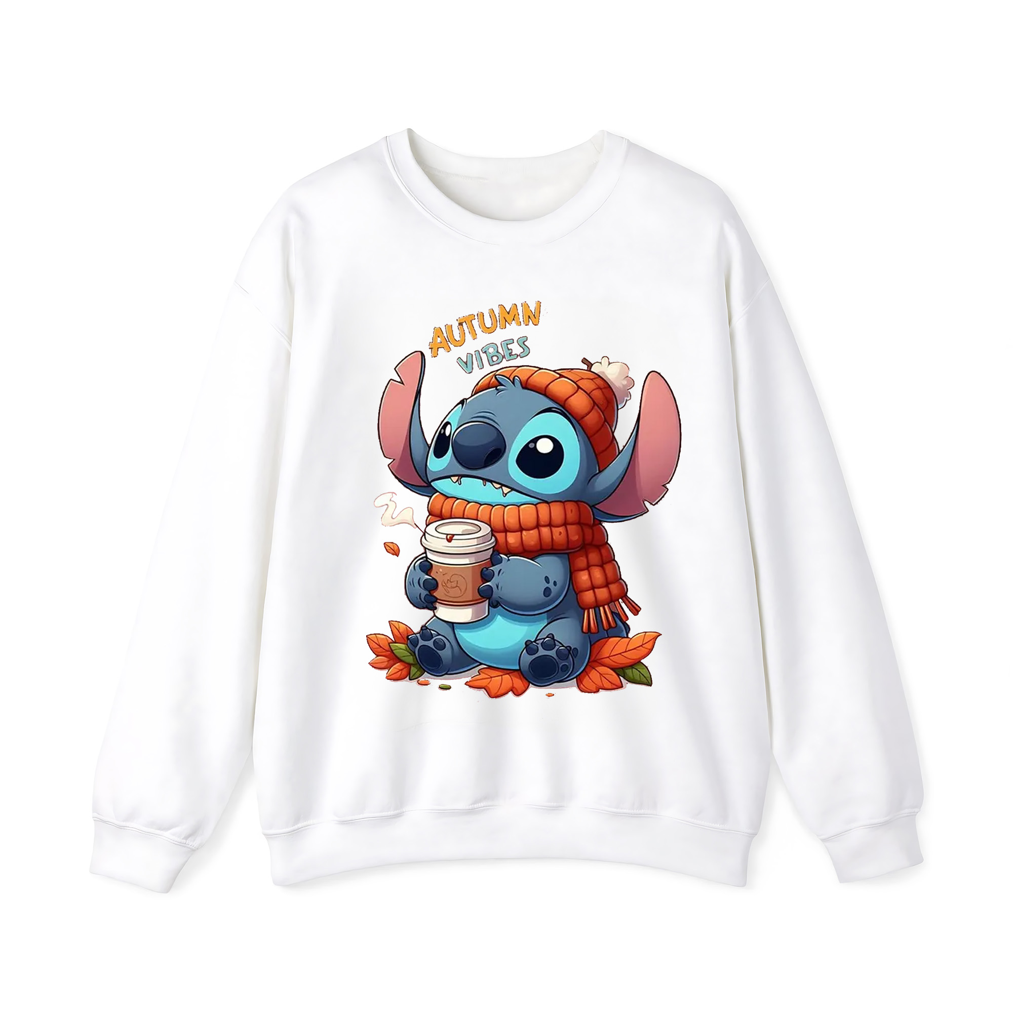 Stitch Fall Leaves Crewneck Sweatshirt