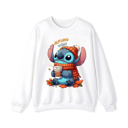 Stitch Fall Leaves Crewneck Sweatshirt
