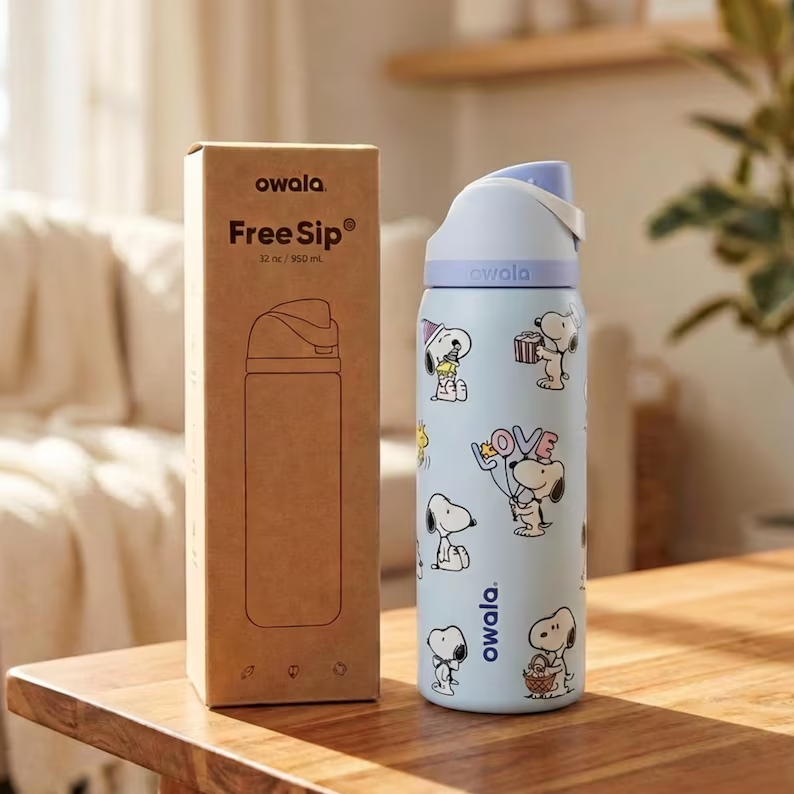 Snoopy Water Bottle Leak-proof and Insulated Straw Bottle 30oz