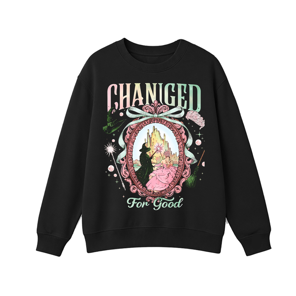 Wicked Changed For Good Witch On Mirror Pink and Green Musical Shirt/Crewneck/Hoodie