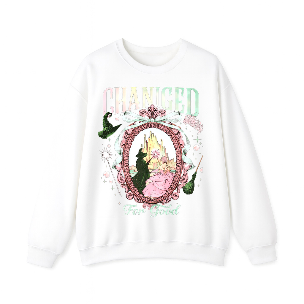 Wicked Changed For Good Witch On Mirror Pink and Green Musical Shirt/Crewneck/Hoodie