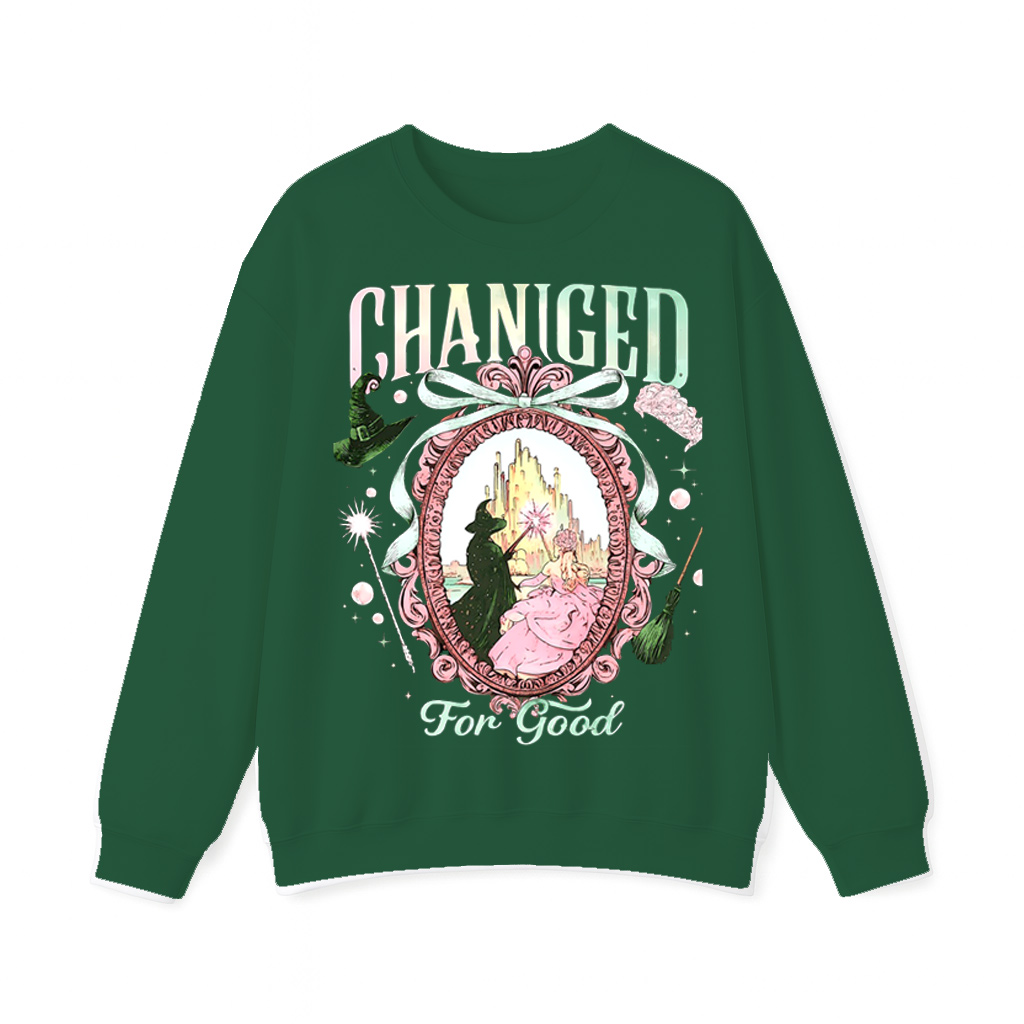 Wicked Changed For Good Witch On Mirror Pink and Green Musical Shirt/Crewneck/Hoodie