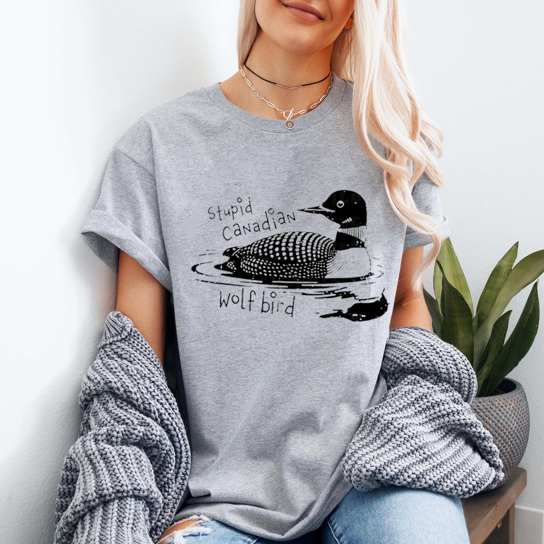 Stupid Canadian Wolf Bird Unisex Shirt/Crewneck/Hoodie
