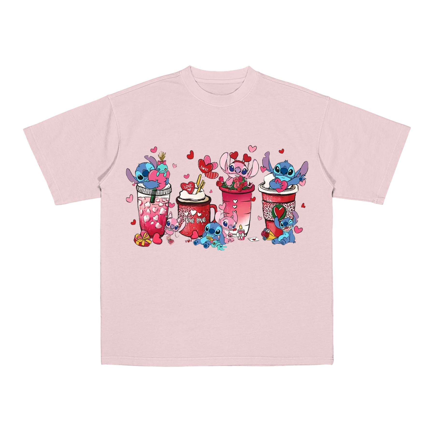 Stitch And Angel Coffee Valentine T-Shirt