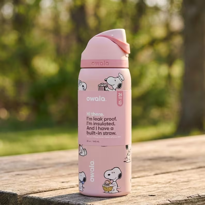 Snoopy Water Bottle Leak-proof and Insulated Straw Bottle 30oz