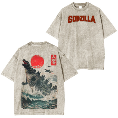“Gojira Wrath of the Mountain” Kaiju Godzilla Destruction Game Essential  Washed T-shirt/Crewneck/Hoodie