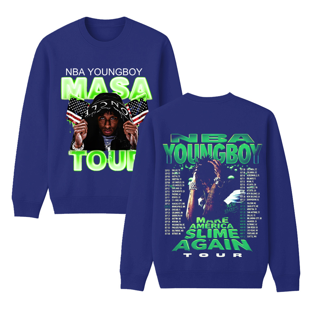 N.B.A Youngboy Masa Tour 2025 Schedule Tour Dates Two Sided Unisex Shirt/Crewneck/Hoodie