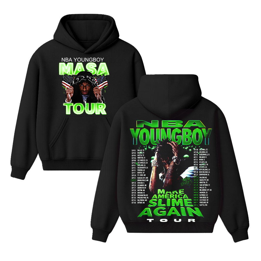 N.B.A Youngboy Masa Tour 2025 Schedule Tour Dates Two Sided Unisex Shirt/Crewneck/Hoodie