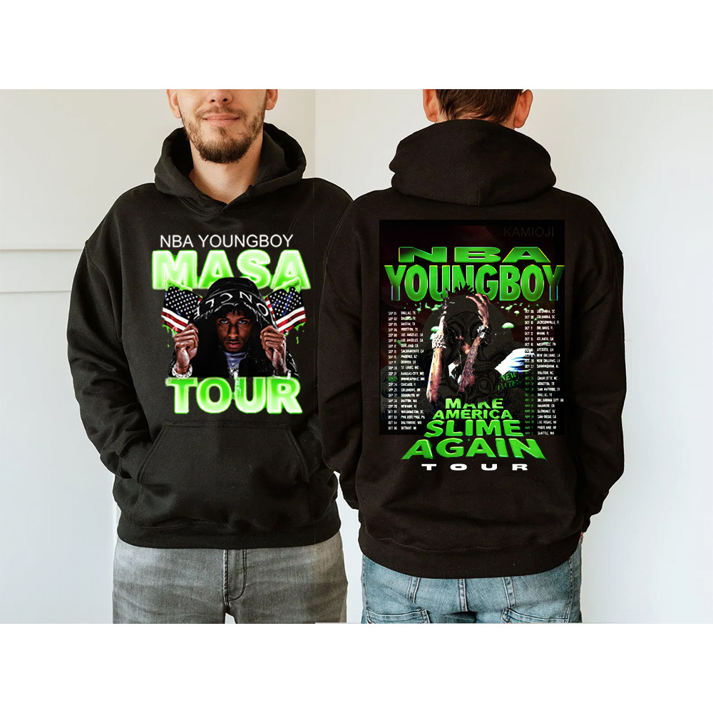 N.B.A Youngboy Masa Tour 2025 Schedule Tour Dates Two Sided Unisex Shirt/Crewneck/Hoodie