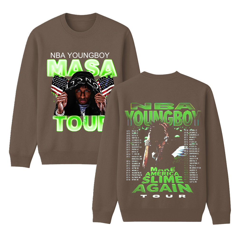 N.B.A Youngboy Masa Tour 2025 Schedule Tour Dates Two Sided Unisex Shirt/Crewneck/Hoodie