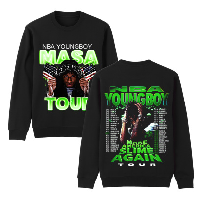 N.B.A Youngboy Masa Tour 2025 Schedule Tour Dates Two Sided Unisex Shirt/Crewneck/Hoodie