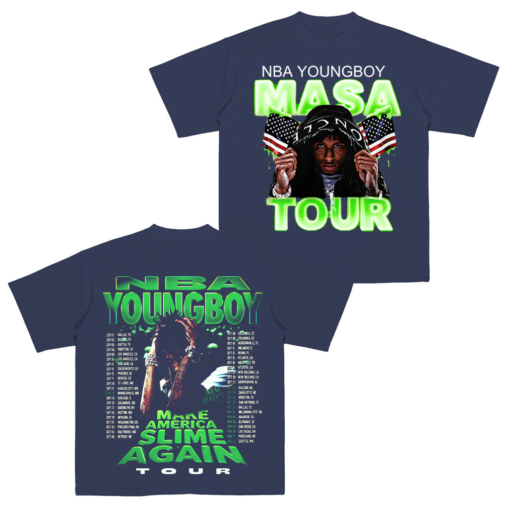 N.B.A Youngboy Masa Tour 2025 Schedule Tour Dates Two Sided Unisex Shirt/Crewneck/Hoodie