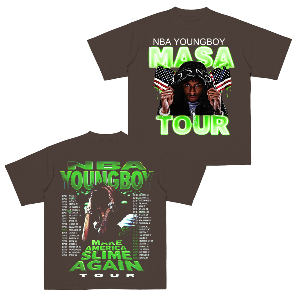 N.B.A Youngboy Masa Tour 2025 Schedule Tour Dates Two Sided Unisex Shirt/Crewneck/Hoodie