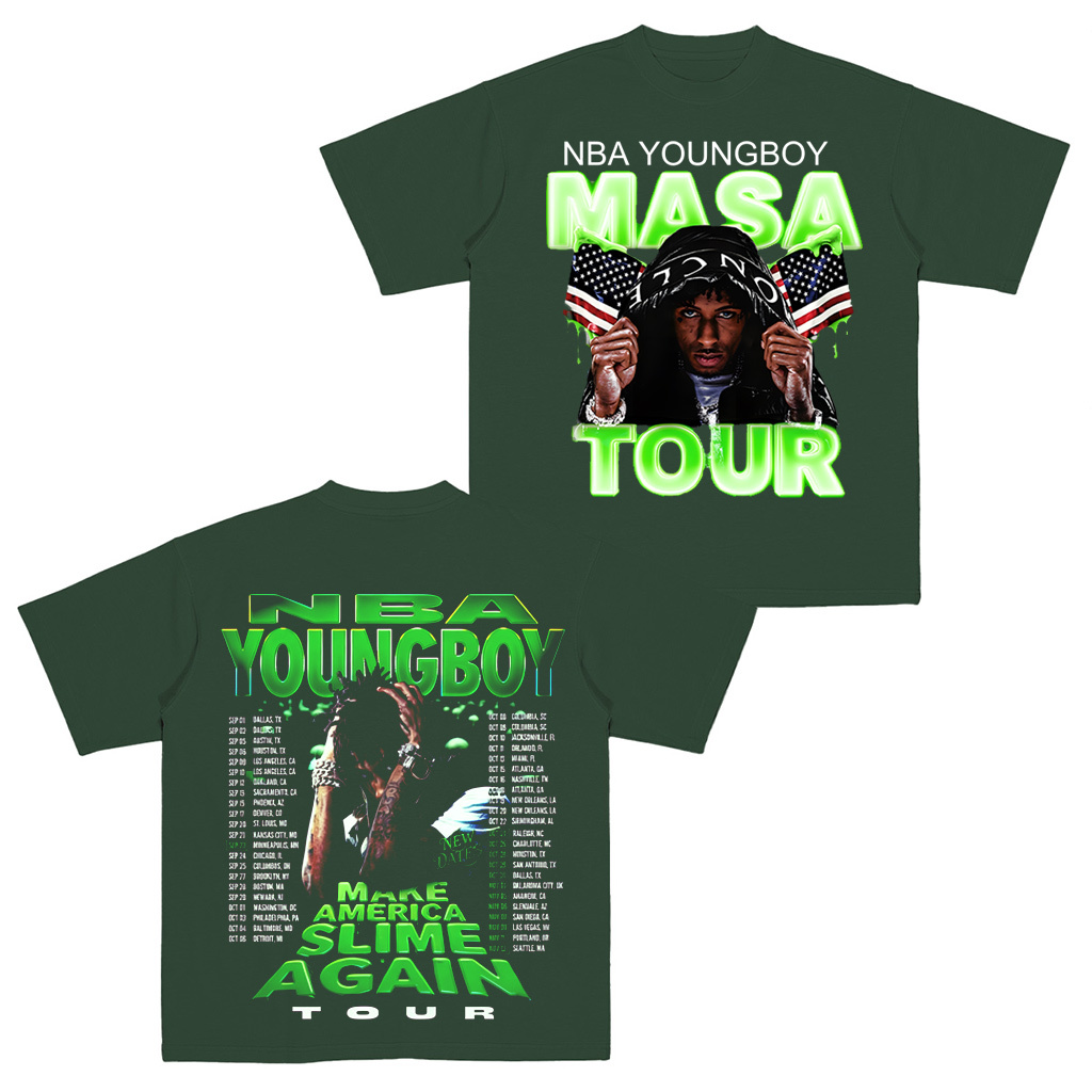 N.B.A Youngboy Masa Tour 2025 Schedule Tour Dates Two Sided Unisex Shirt/Crewneck/Hoodie