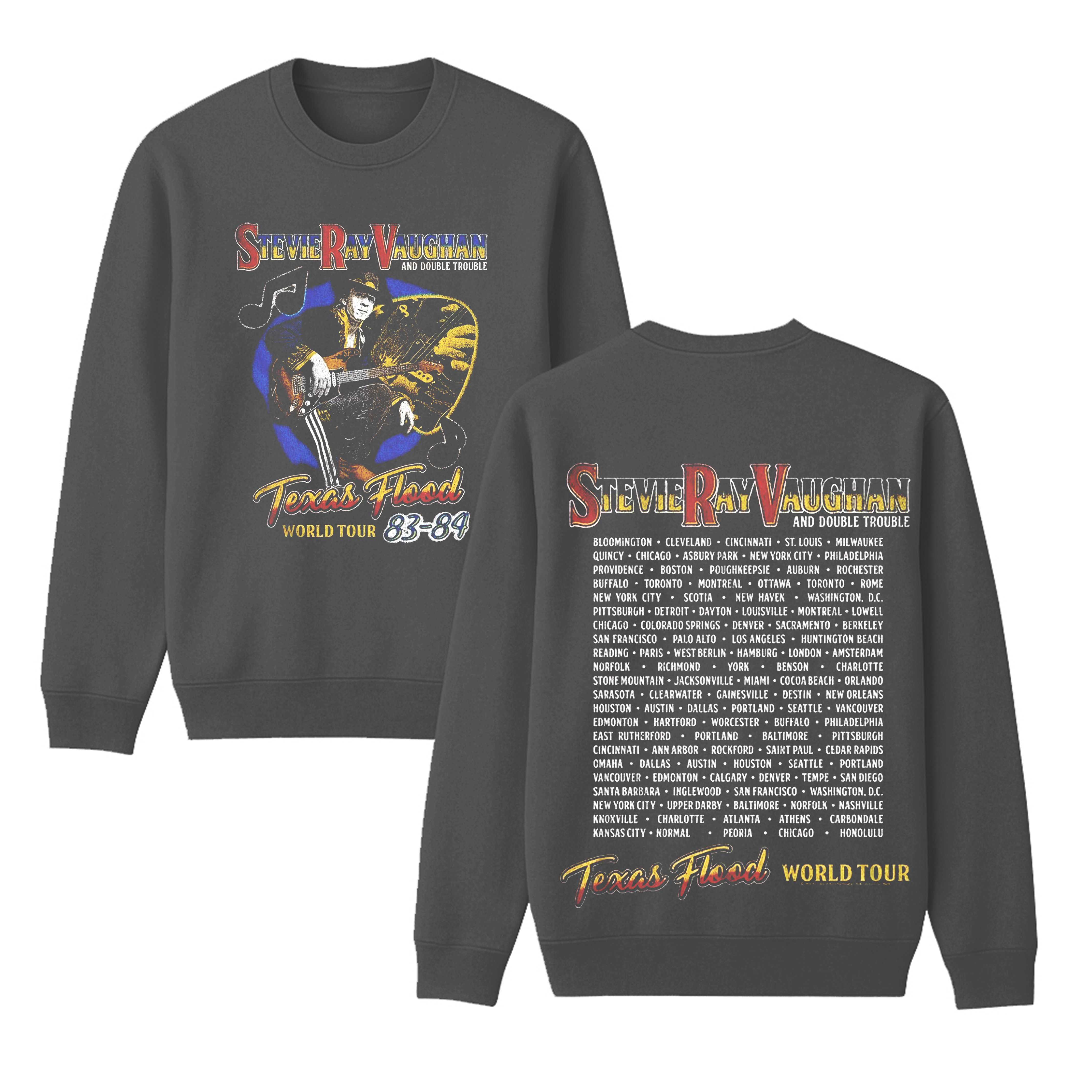 Stevie Ray Vaughan Texas Flood World Tour Men's Unisex Shirt/Crewneck/Hoodie