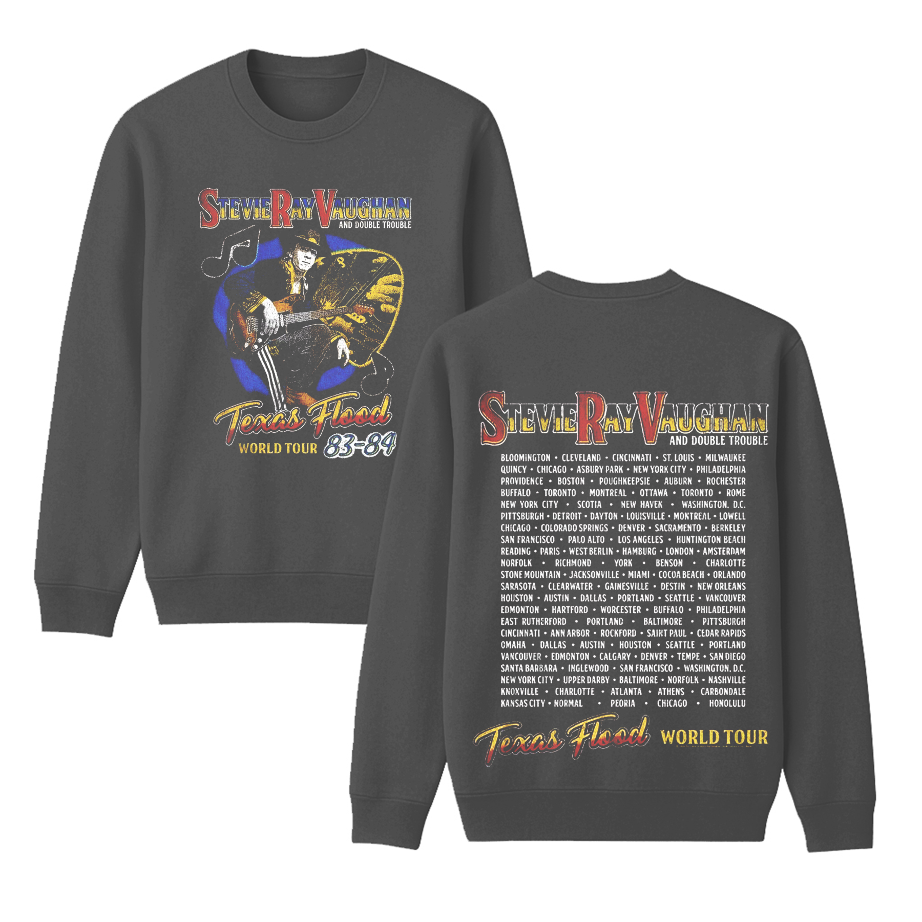 Stevie Ray Vaughan Texas Flood World Tour Men's Unisex Shirt/Crewneck/Hoodie