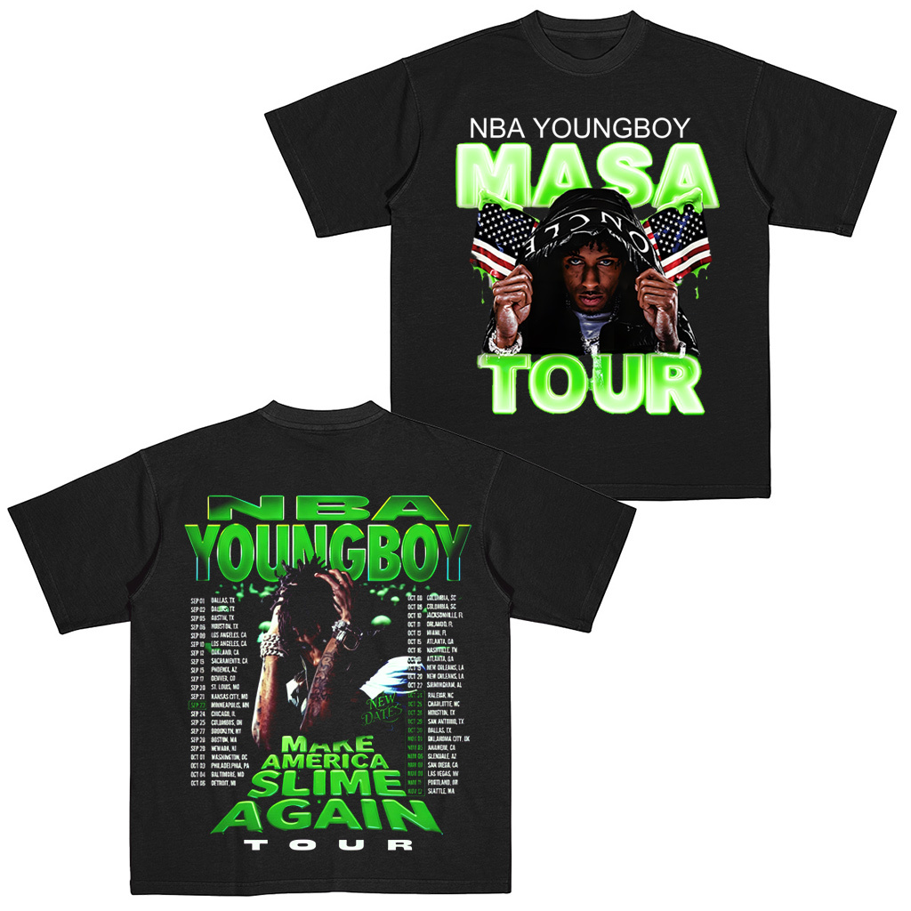 N.B.A Youngboy Masa Tour 2025 Schedule Tour Dates Two Sided Unisex Shirt/Crewneck