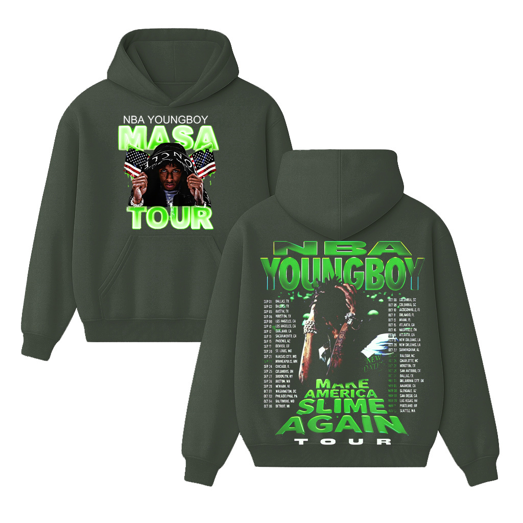 N.B.A Youngboy Masa Tour 2025 Schedule Tour Dates Two Sided Unisex Shirt/Crewneck/Hoodie