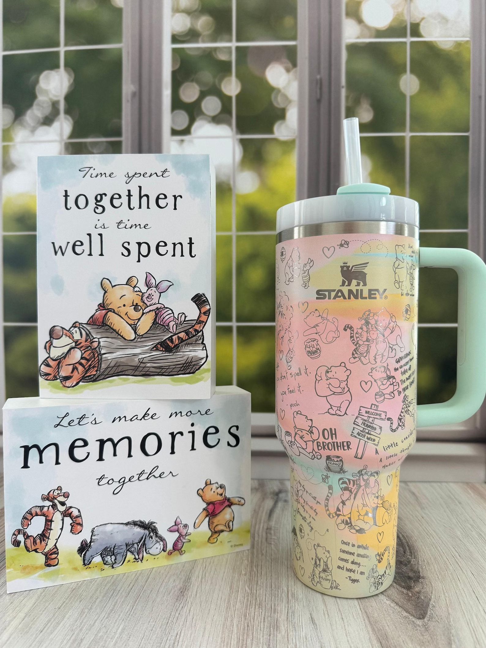 Stanley  disney  pooh  custom  laser engraved  etched  tumbler 40oz 