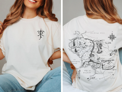 JRR Tolkien LOTR Middle Earth map Unisex Shirt/Crewneck/Hoodie