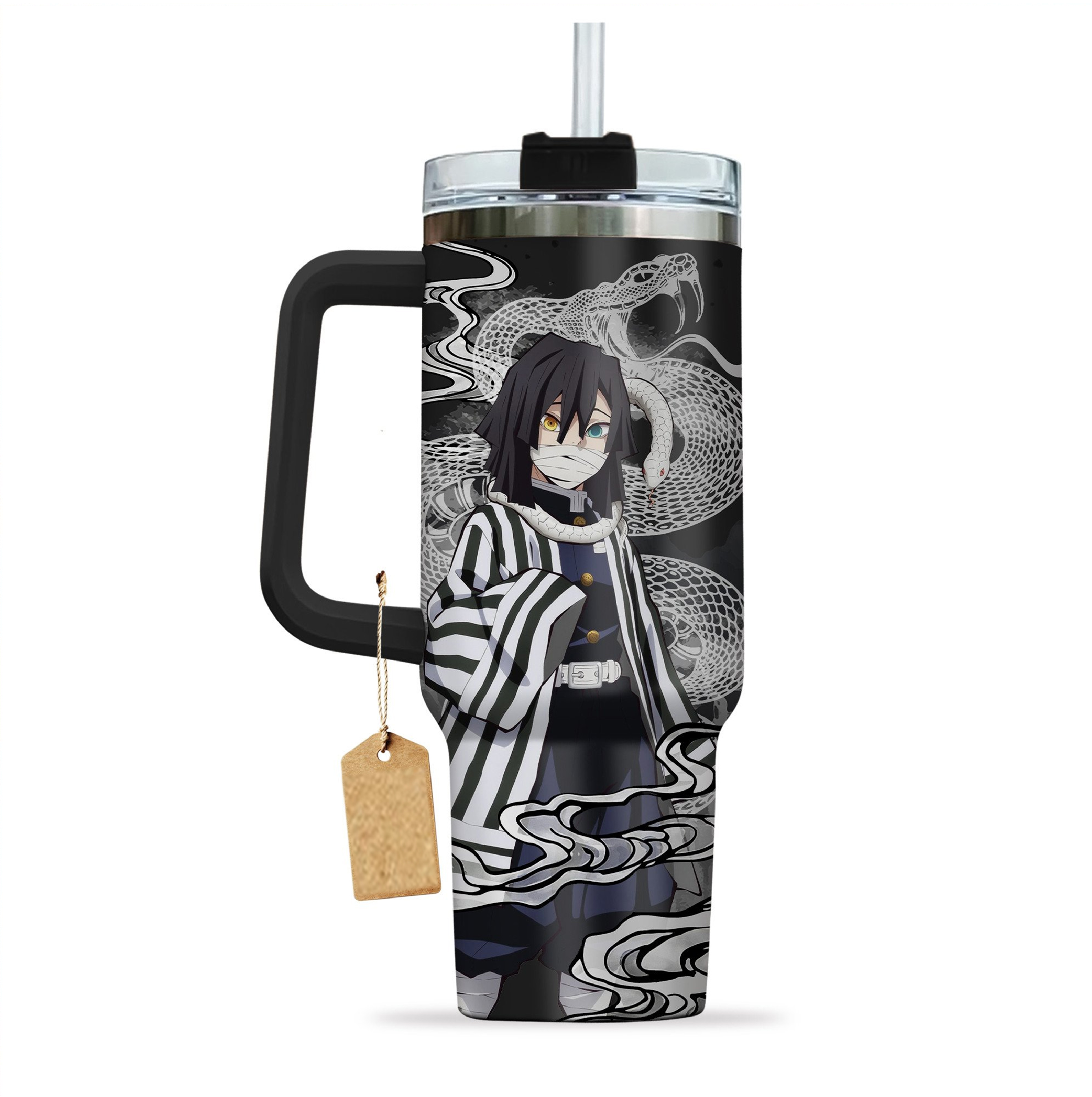 Obanai Iguro Kimestu no Yaiba Demon Slayer Anime Custom Quencher 30oz or 40oz Stainless Steel Tumbler With Handle HG