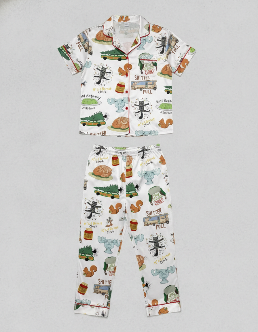 It's A Beaut Clark Christmas Vacation Satin Pajama Set For Women