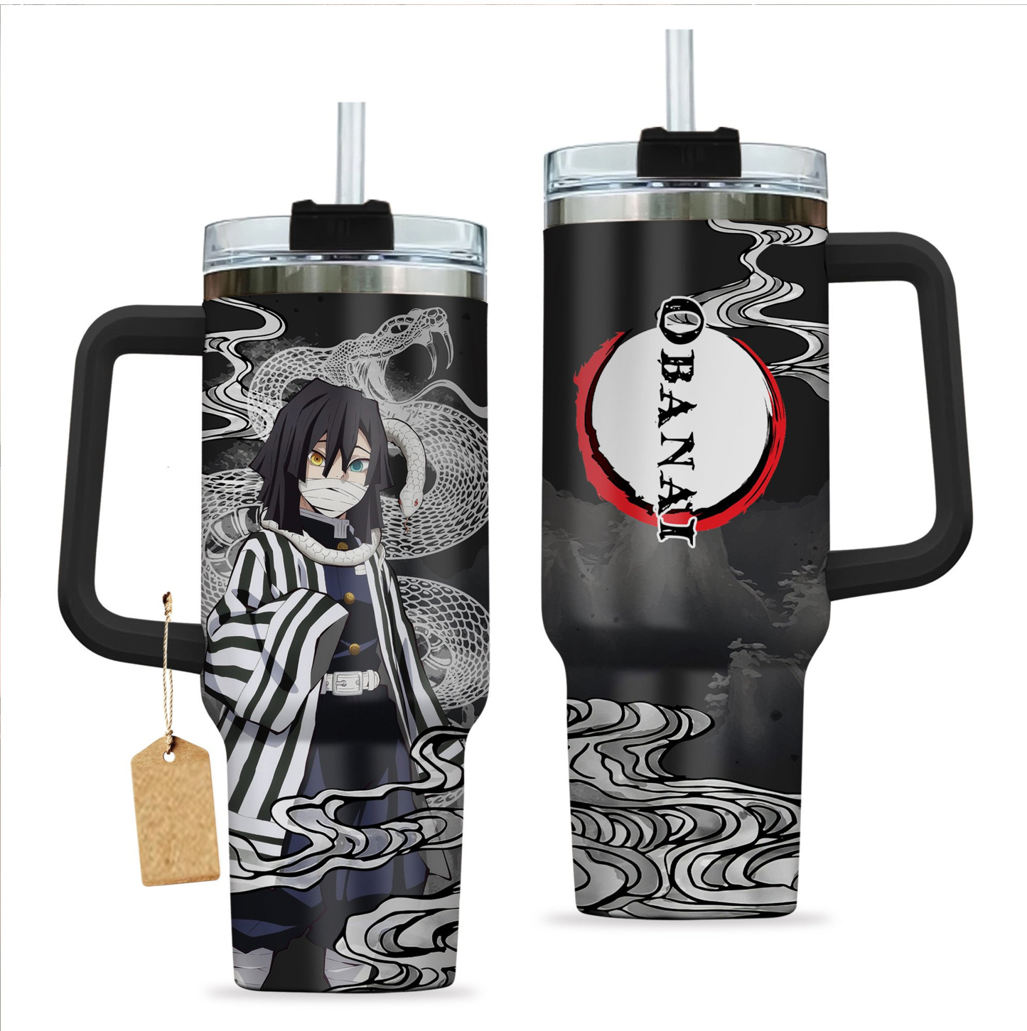 Obanai Iguro Kimestu no Yaiba Demon Slayer Anime Custom Quencher 30oz or 40oz Stainless Steel Tumbler With Handle HG