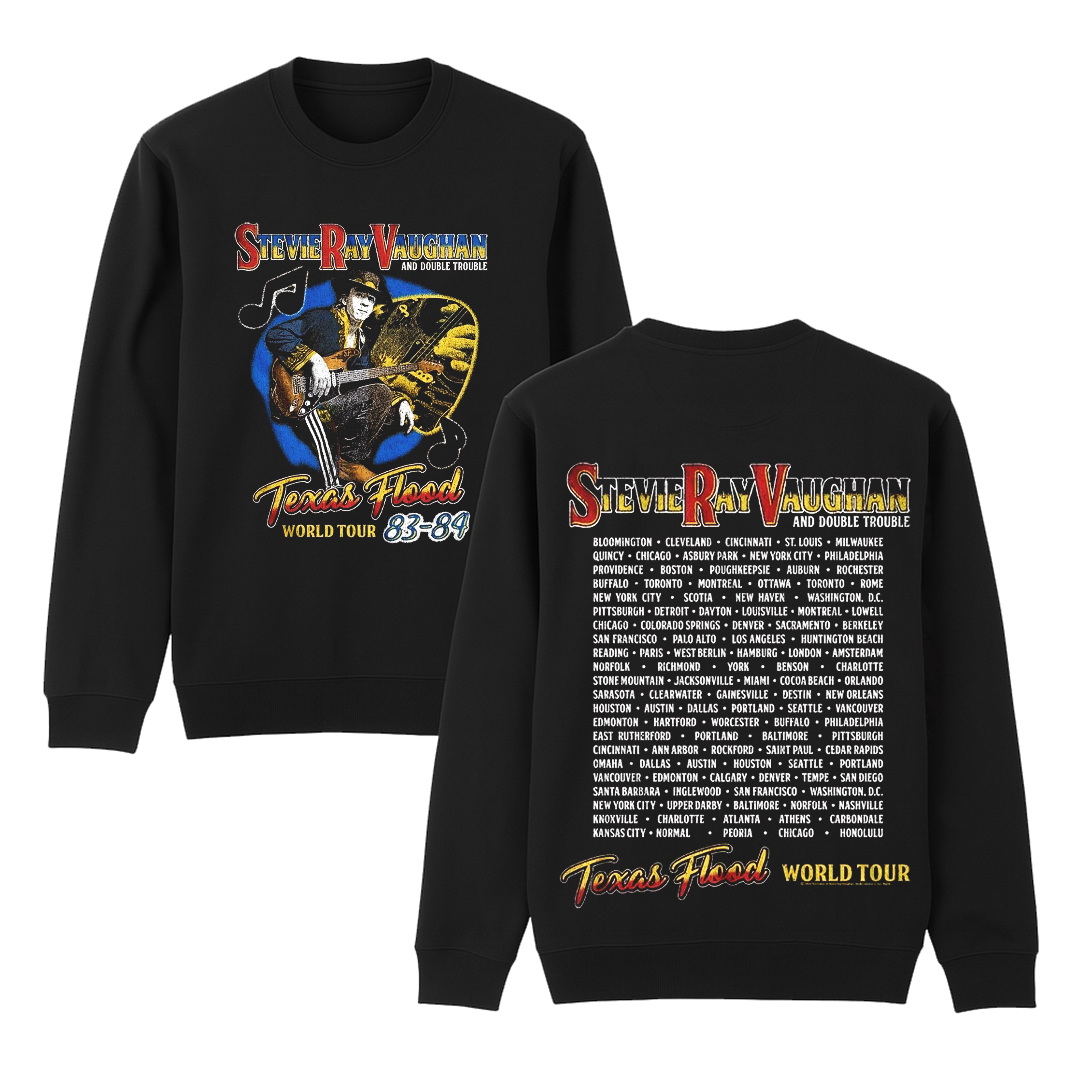 Stevie Ray Vaughan Texas Flood World Tour Men's Unisex Shirt/Crewneck/Hoodie